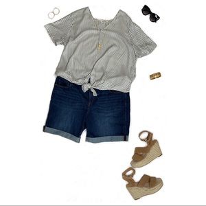 NWT Madewell Blue & White stripe Tie Waist Top XXL